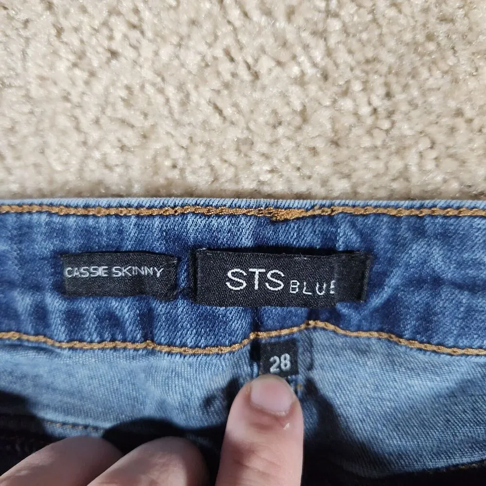 STS Blue Womens Blue Denim Distressed Cassie Skinny Jean Sz 28 Stretch Classic